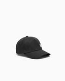 Baseball hat with an embossed logo pattern and a patch