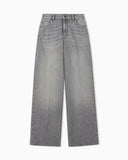 Five-pocket wide-leg jeans in vintage rigid cotton denim