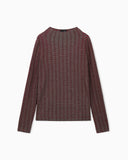 Jumper in viscose jacquard jersey with horizontal stripes