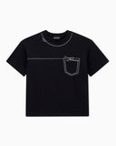 T-shirt in stretch viscose with a pocket outline
