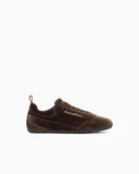 Velvet low-top sneakers with an embroidered side logo
