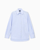 Striped cotton poplin shirt with a single chest pocket