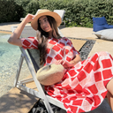 ROBE CAMELIA LOSANGES ROUGE