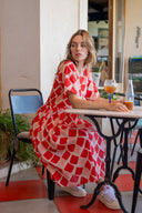 ROBE CAMELIA LOSANGES ROUGE