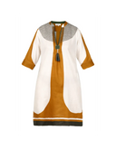 TUNIQUE OPALE BLANCHE ET MARRON