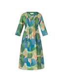 ROBE PYRITE FLEURS BLEUES ET VERTES