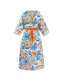ROBE JASMIN FLEURS BLEUES ET ORANGE