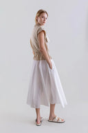 Bi-Color Sleeveless Dress with Adjustable Funnel Neck