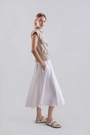 Bi-Color Sleeveless Dress with Adjustable Funnel Neck