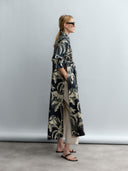 Tropic Sketch Longline Shirt Tunic with Belt