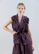 Taffeta Wrap Top with Notched Lapels