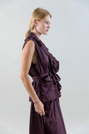 Taffeta Wrap Top with Notched Lapels