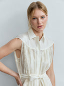 Ethereal Botanical Tencel Shirt-Inspired Dress