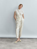 Ethereal Botanical Tencel Ring-Neck Blouse