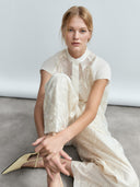 Ethereal Botanical Tencel Ring-Neck Blouse