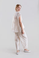 Ethereal Botanical Tencel Ring-Neck Blouse