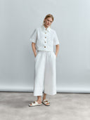 Bouton & Brume Elastic-Waist Cotton Palazzo Pants