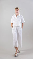 Bouton & Brume Elastic-Waist Cotton Palazzo Pants