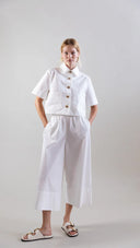 Bouton & Brume Elastic-Waist Cotton Palazzo Pants