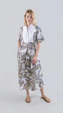 Retro Bloomleaf Long Dress with Bib Mao Collar