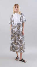 Retro Bloomleaf Long Dress with Bib Mao Collar