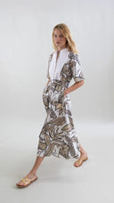 Retro Bloomleaf Long Dress with Bib Mao Collar
