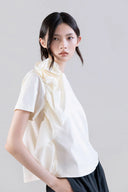 Sculptural Rosette Mercerized Cotton Wide T-Shirt