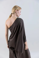 Asymmetric Batwing Mercerized Cotton T-Shirt