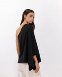 Asymmetric Batwing Mercerized Cotton T-Shirt