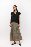 Low Shoulder Mercerized Cotton T-shirt V-neck
