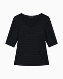 Two-way stretch jacquard motif nylon-jersey V-neck jumper