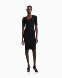Two-way stretch jacquard motif nylon-jersey V-neck jumper