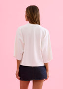 Structured V-neck top with wide sleeves