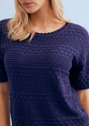 Navy blue openwork knit sweater