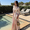 ROBE HELIOS BLANCHE, ROSE ET BRONZE