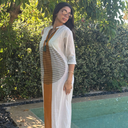 TUNIQUE AMAZONE BLANCHE ET MARRON