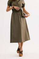 Belted midi skirt
