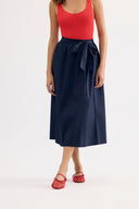 Belted midi skirt