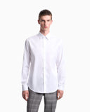 Cotton dress shirt with long sleeves and pointed collar