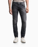 J06 slim-fit washed denim jeans with eagle embroidery