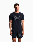 Sea embroidery beachwear T-shirt in jersey