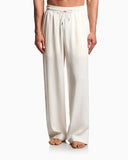 Linen blend beachwear trousers