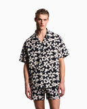 Flower eagle pattern beachwear shirt