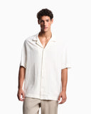 Linen-blend beachwear shirt