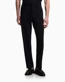 Waffle-effect armure fabric trousers