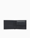 Tumbled-leather bi-fold wallet with outer pocket