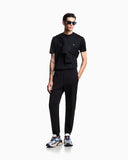 Lyocell-blend jersey T-shirt with embossed eagle embroidery