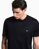 Lyocell-blend jersey T-shirt with embossed eagle embroidery