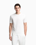 Jersey T-shirt with all-over jacquard lettering