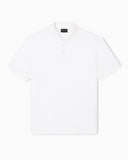 Jersey polo shirt with all-over jacquard lettering